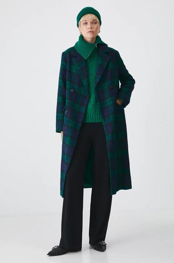 Medicine Kaput Medicine za žene, boja: zelena, za prijelazno razdoblje, kopčanje u dva reda