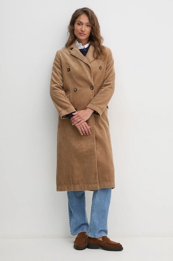 United Colors of Benetton Kaput od samta United Colors of Benetton boja: smeđa, za prijelazno razdoblje, kopčanje u dva reda, 2HKTDN06L