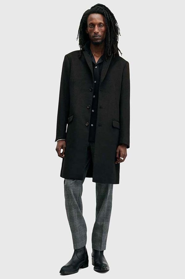 AllSaints Kaput s primjesom vune AllSaints HAL COAT boja: crna, za prijelazno razdoblje, M005OZ