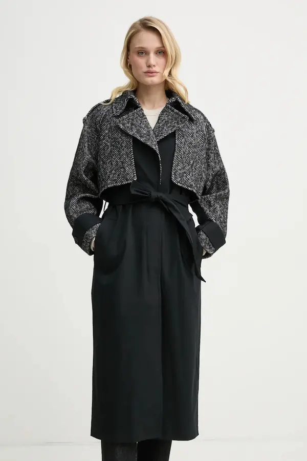 BA&SH Kaput s primjesom vune BA&SH DINARA za žene, boja: crna, za prijelazno razdoblje, 1E25DINA