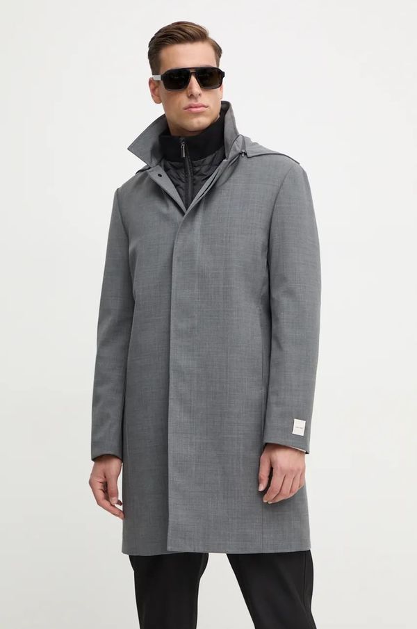 Calvin Klein Kaput s primjesom vune Calvin Klein boja: siva, za prijelazno razdoblje, K10K113269