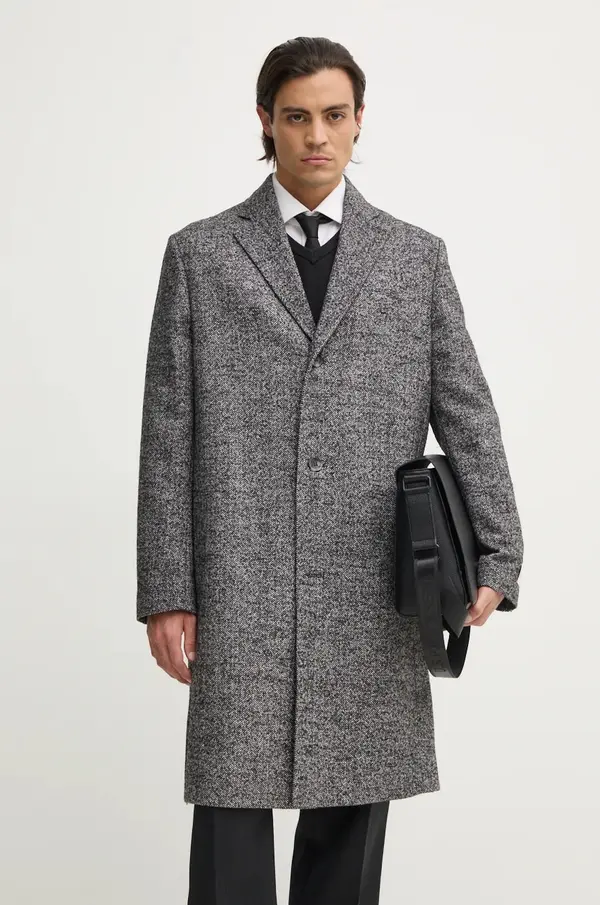 Calvin Klein Kaput s primjesom vune Calvin Klein boja: siva, za prijelazno razdoblje, K10K113275