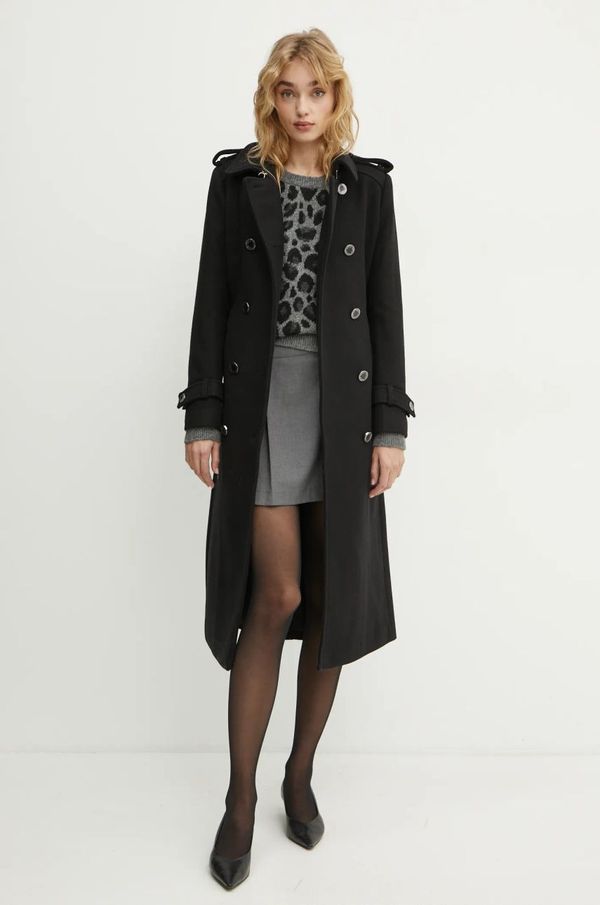 Morgan Kaput s primjesom vune Morgan GETINA1 boja: crna, za prijelazno razdoblje, kopčanje u dva reda, GETINA1