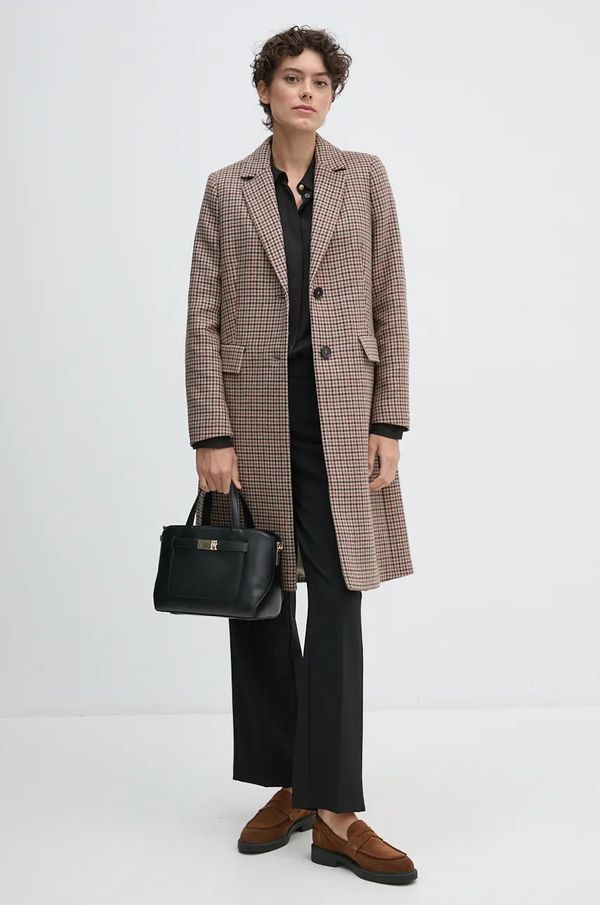 Tommy Hilfiger Kaput s primjesom vune Tommy Hilfiger boja: bež, za prijelazno razdoblje, WW0WW43195