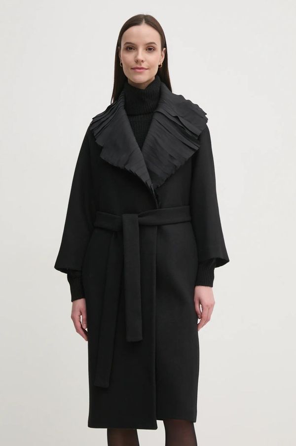 Sandro Ferrone Kaput Sandro Ferrone za žene, boja: crna, za prijelazno razdoblje, bez zakopčavanja, SFS18YBEASFALTO