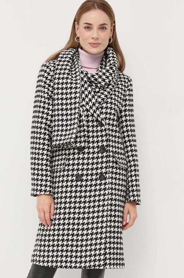 Silvian Heach Kaput Silvian Heach za žene, boja: bež, za prijelazno razdoblje, kopčanje u dva reda