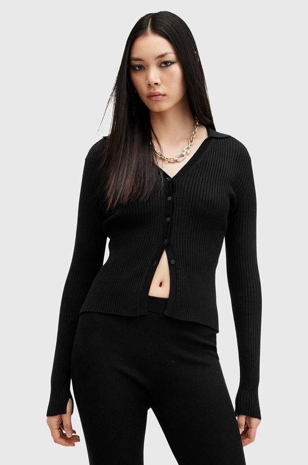 AllSaints Kardigan AllSaints CRUZ za žene, boja: crna, W105KB
