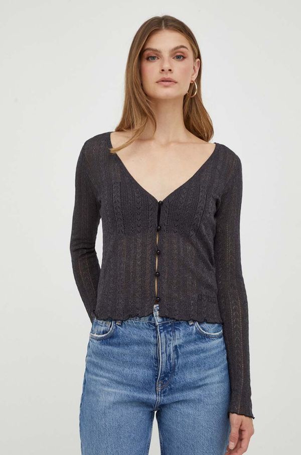 Guess Kardigan Guess za žene, boja: crna, lagani