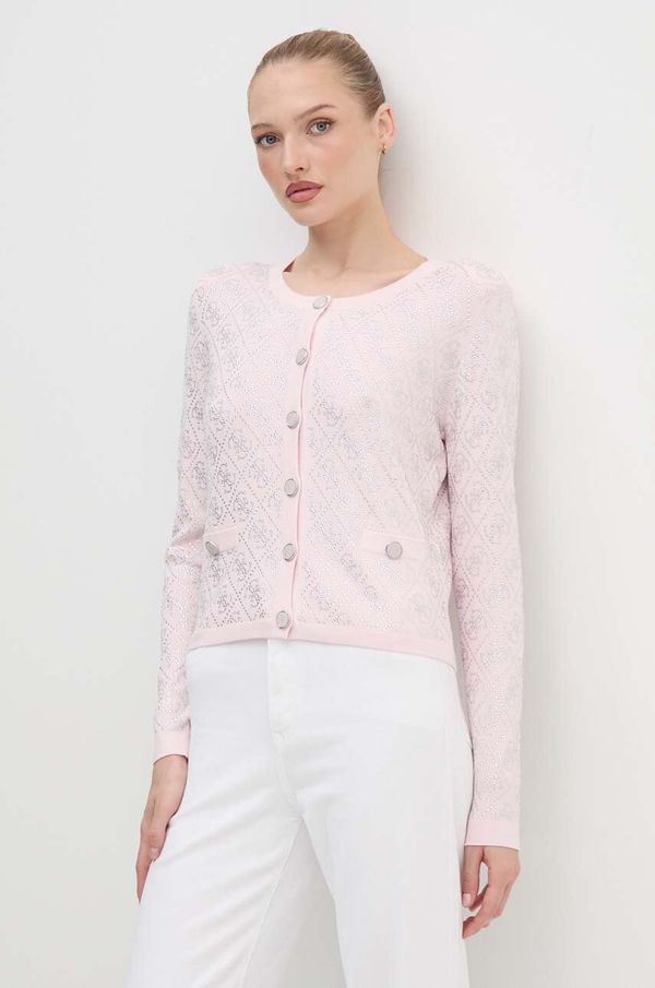 Guess Kardigan Guess za žene, boja: ružičasta, lagani, W4YR25 Z3FN0