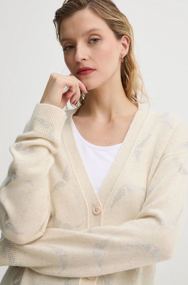 Zadig&Voltaire Kardigan od kašmira ZADIG&VOLTAIRE boja: bež, lagani, KWCA00587
