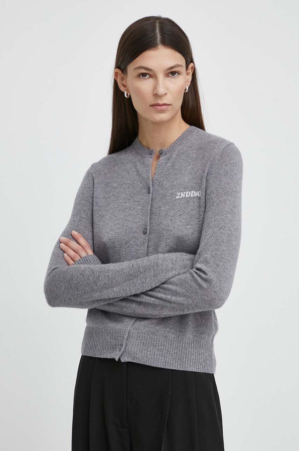 2NDDAY Kardigan s primjesom vune 2NDDAY 2ND Vinny TT - Soft Wool Blen boja: siva, lagani, 2000341408