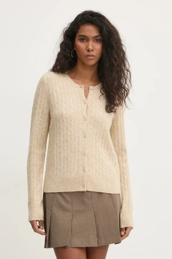 Abercrombie & Fitch Kardigan s primjesom vune Abercrombie & Fitch boja: bež, KI150-4294