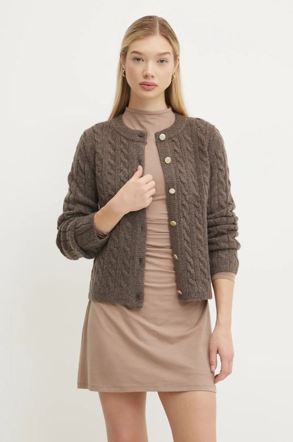 Abercrombie & Fitch Kardigan s primjesom vune Abercrombie & Fitch boja: smeđa, KI150-4459