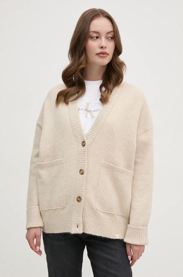 Calvin Klein Jeans Kardigan s primjesom vune Calvin Klein Jeans boja: bež, J20J224234