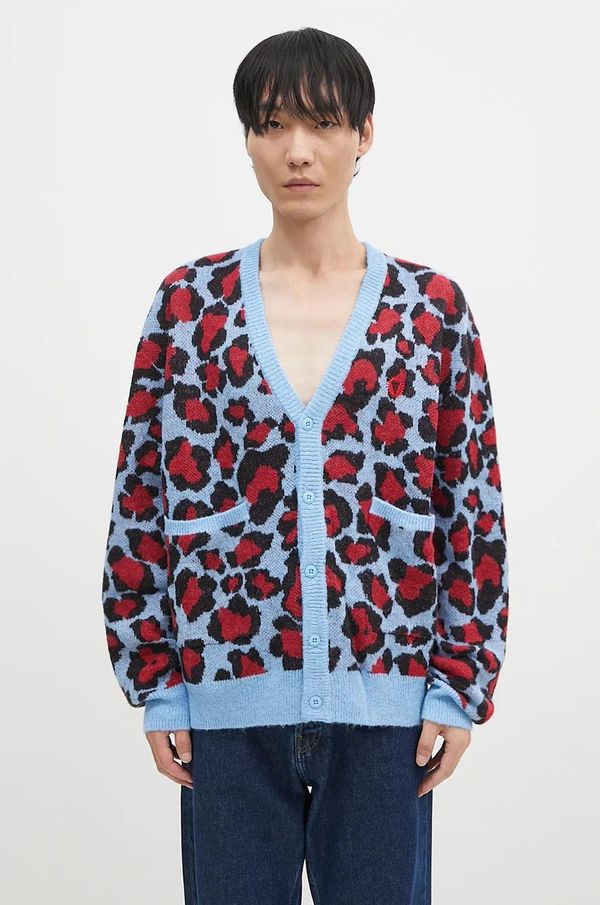 Icecream Kardigan s primjesom vune ICECREAM Leopard Print Knitted Cardigan boja: crvena, IC24324
