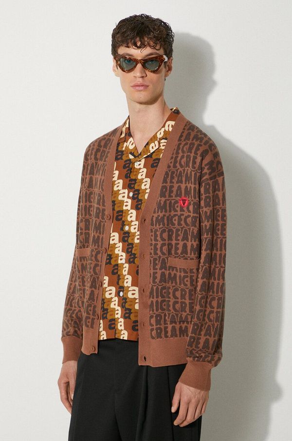 Icecream Kardigan s primjesom vune ICECREAM Text Print Cardigan boja: smeđa, IC24215