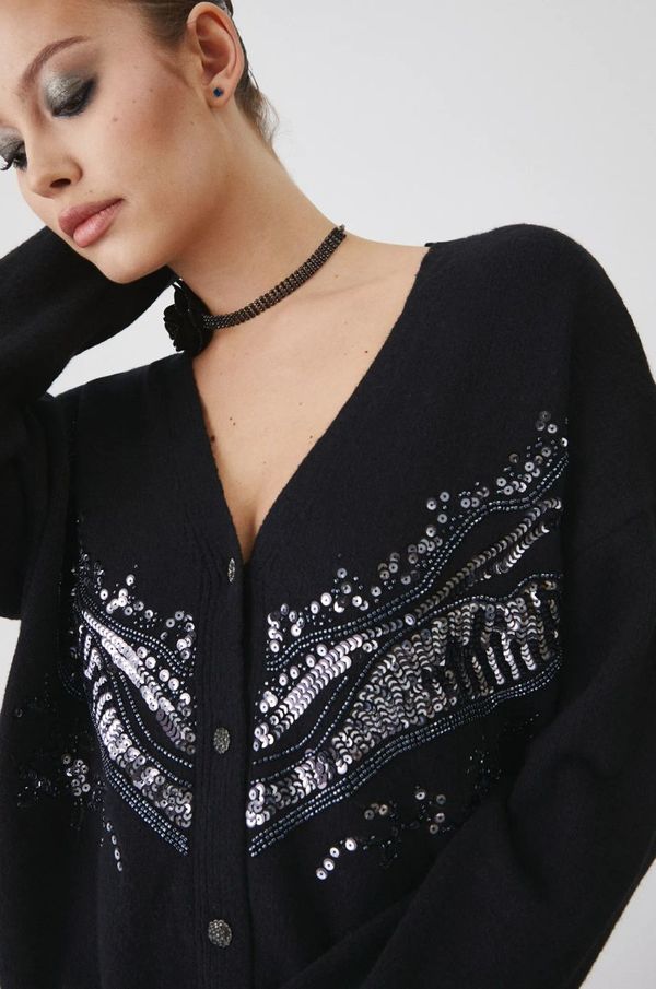 Medicine Kardigan s primjesom vune Medicine za žene, boja: crna, topli