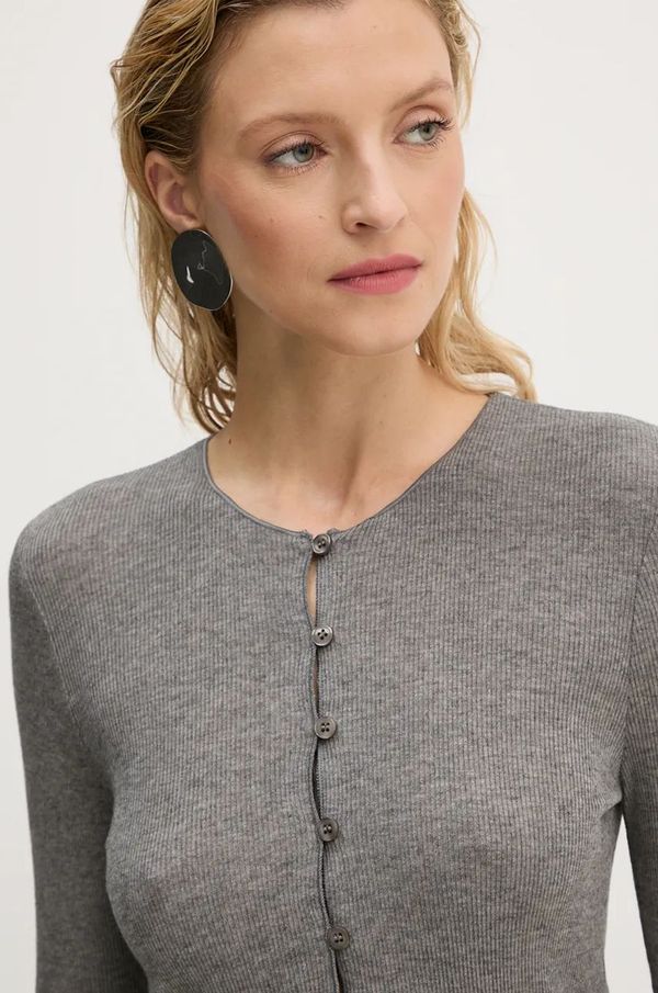 Samsoe Samsoe Kardigan s primjesom vune Samsoe Samsoe SASONNET boja: siva, lagani, F24300033