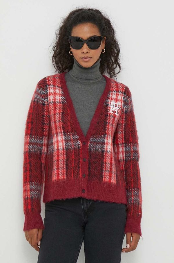 Tommy Hilfiger Kardigan s primjesom vune Tommy Hilfiger boja: bordo, topli