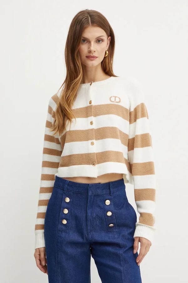 Twinset Kardigan s primjesom vune Twinset boja: bež, lagani, 242TP3371