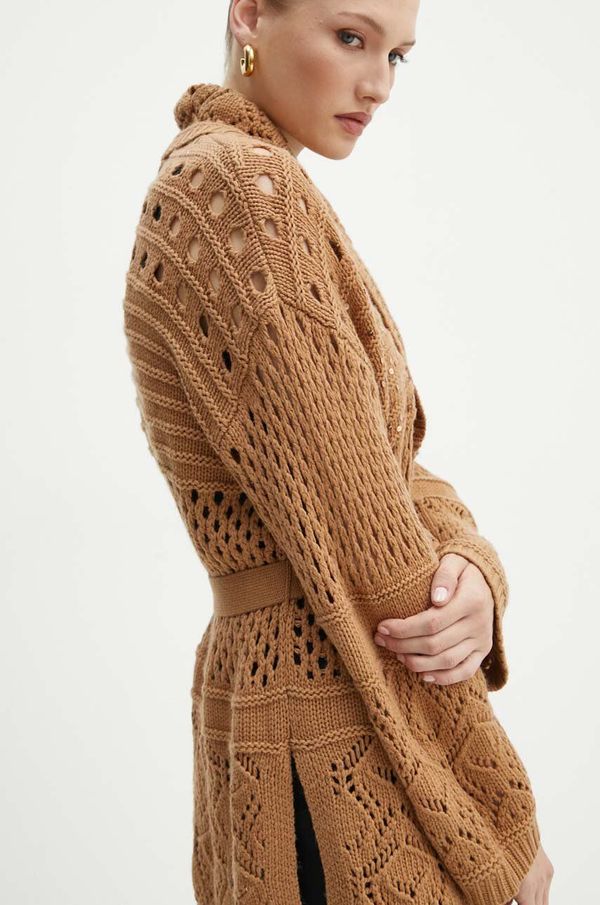 Twinset Kardigan s primjesom vune Twinset boja: smeđa, lagani, 242TP3790