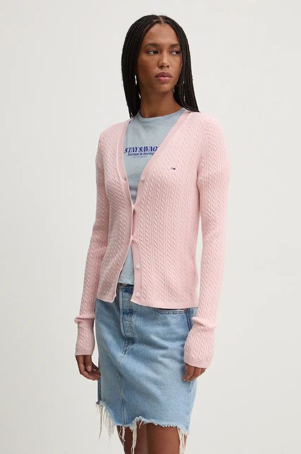 Tommy Jeans Kardigan Tommy Jeans za žene, boja: ružičasta, lagani, DW0DW18682