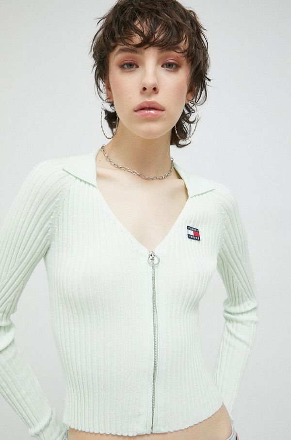 Tommy Jeans Kardigan Tommy Jeans za žene, boja: zelena, lagani
