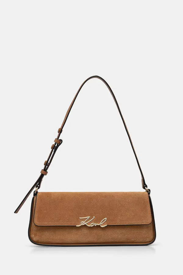 Karl Lagerfeld Karl Lagerfeld baguette torbica za žene od brušene kože K/SIGNATURE