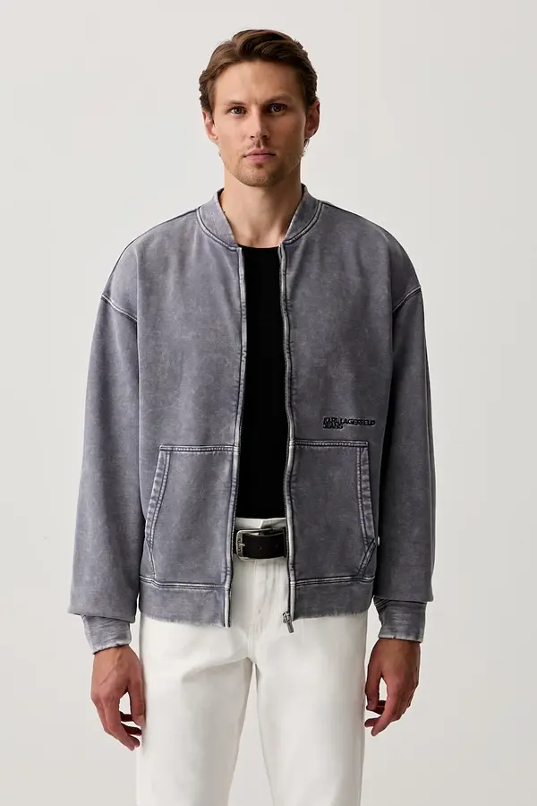 Karl Lagerfeld Jeans Karl Lagerfeld Jeans dukserica na zakopčavanje za muškarce od pamuka