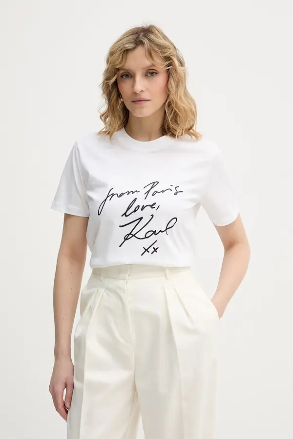 Karl Lagerfeld Karl Lagerfeld majica za žene od pamuka