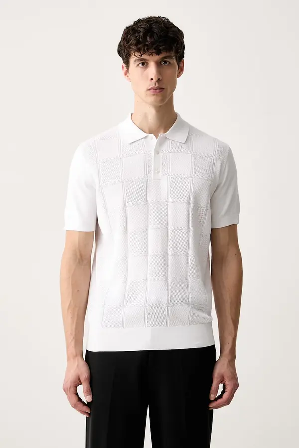Karl Lagerfeld Karl Lagerfeld pletena polo majica za muškarce s viskozom
