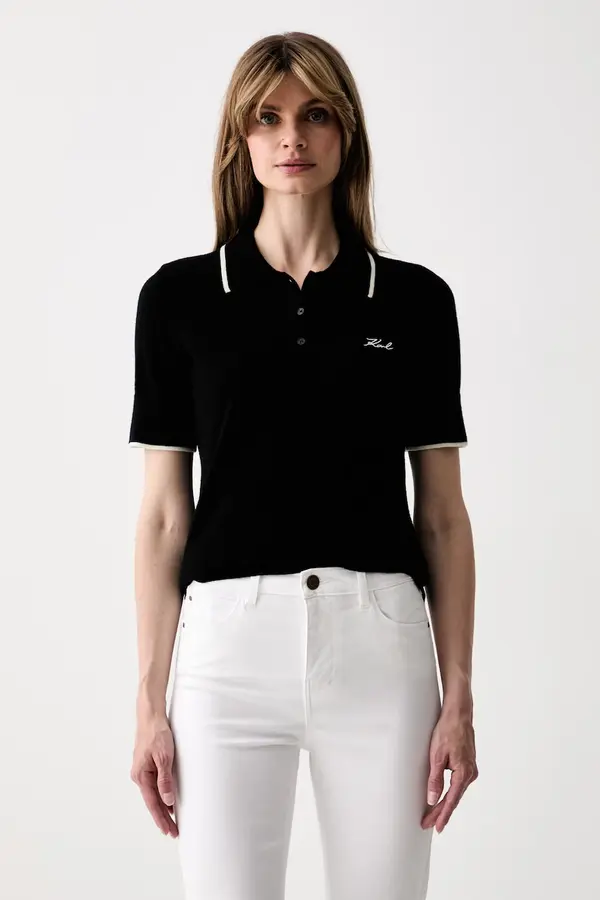 Karl Lagerfeld Karl Lagerfeld pletena polo majica za žene od vune