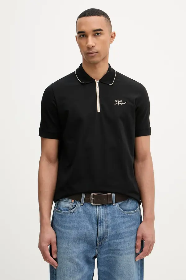 Karl Lagerfeld Karl Lagerfeld polo muški od pamuka s elastanom