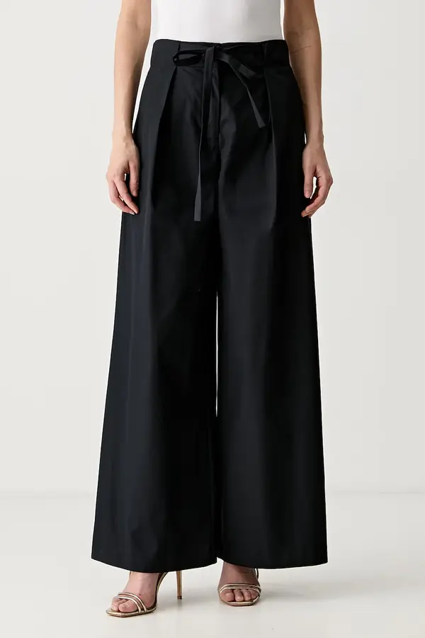 Karl Lagerfeld Karl Lagerfeld wide leg hlače za žene od pamuka