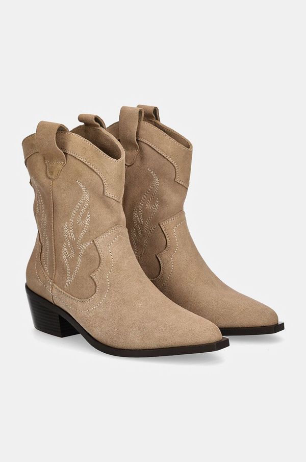 Answear Lab Kaubojske čizme od brušene kože Answear Lab za žene, boja: bež, s debelom potpeticom