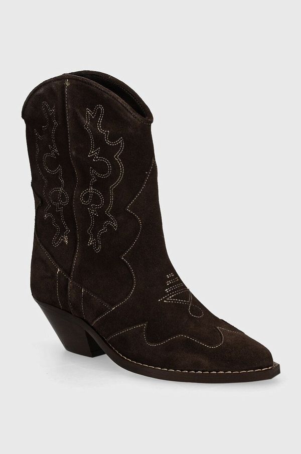 Bianco Kaubojske čizme od brušene kože Bianco BIAISABEL za žene, boja: smeđa, s debelom potpeticom, 11301444