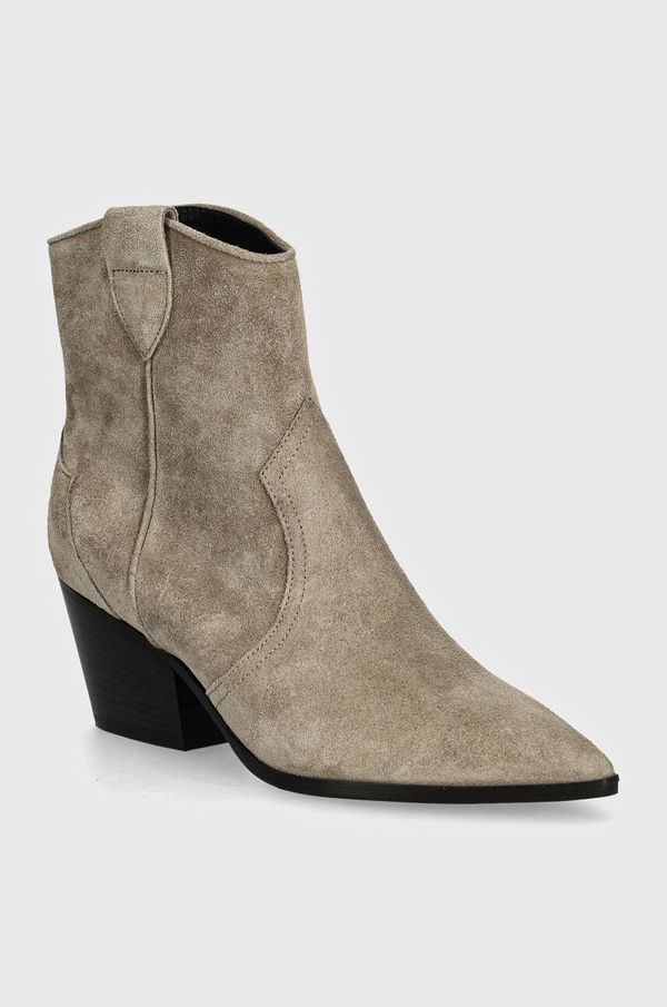 Kennel & Schmenger Kaubojske čizme od brušene kože Kennel & Schmenger Dallas za žene, boja: siva, s debelom potpeticom, 41-73780