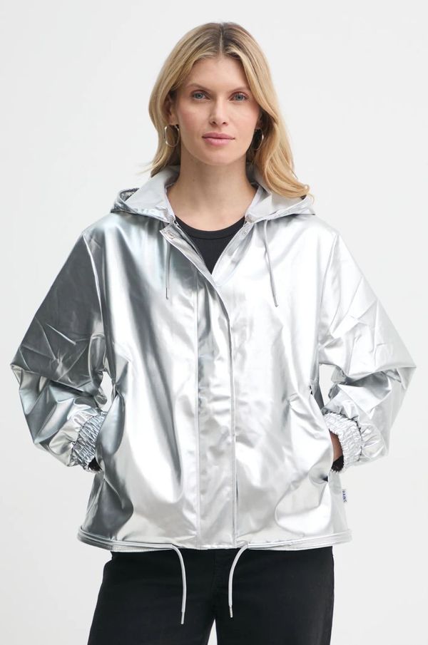 Rains Kišna jakna Rains String W Jacket W3 za žene, boja: srebrna, za prijelazno razdoblje, oversize, 18040-51
