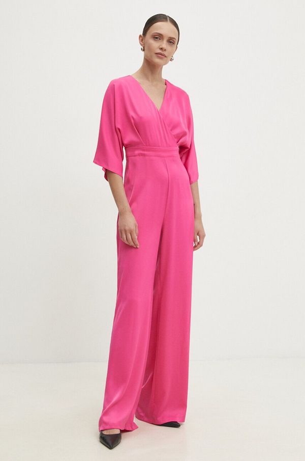 Answear Lab Kombinezon Answear Lab boja: ružičasta, s v izrezom
