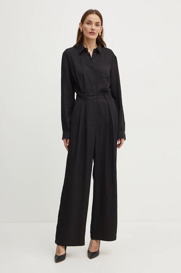 Bardot Kombinezon Bardot ZARRI boja: crna, s dodatkom lana, s ovratnikom, 59488PB