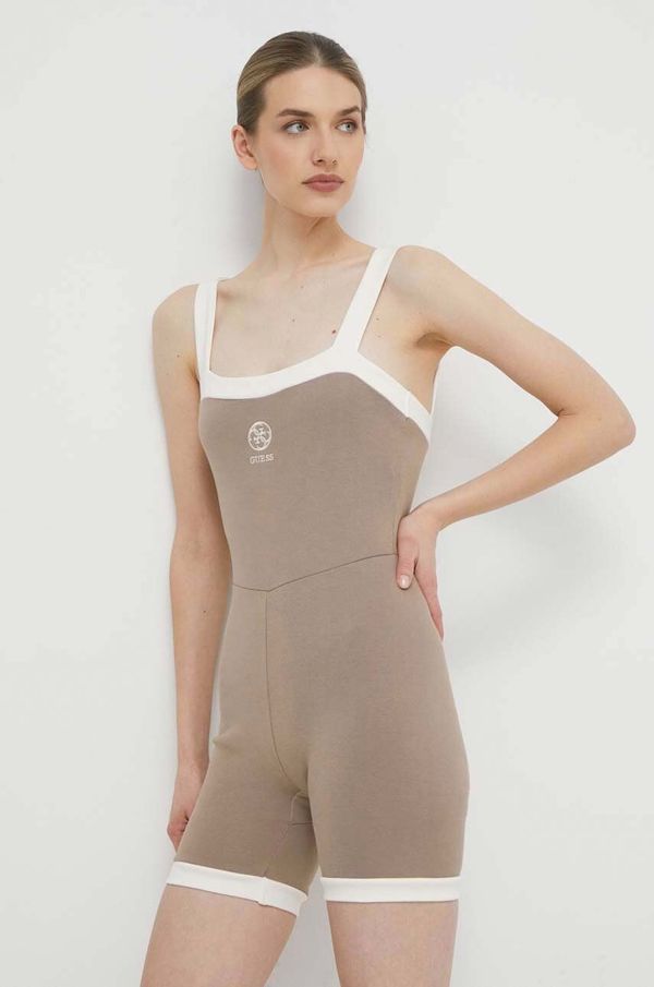 Guess Kombinezon Guess boja: smeđa, s kockastim izrezom