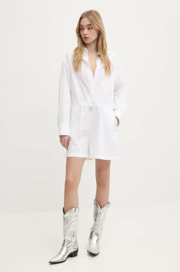 Moschino Jeans Kombinezon Moschino Jeans boja: bijela, pamučni, s v izrezom, 0455 3227