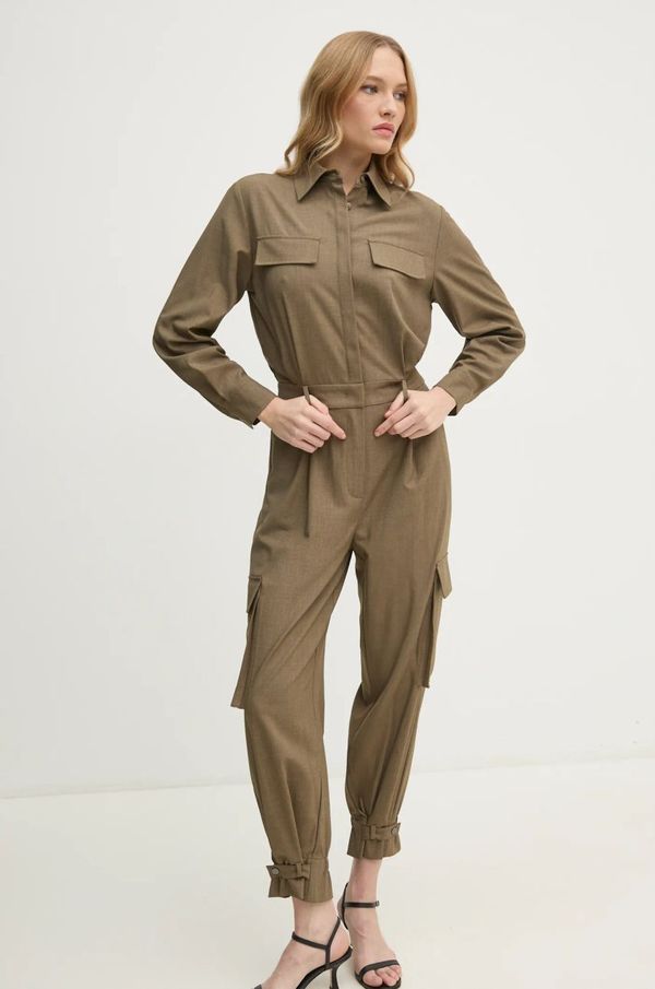 Sisley Kombinezon Sisley boja: zelena, s ovratnikom, 43J0LT00L