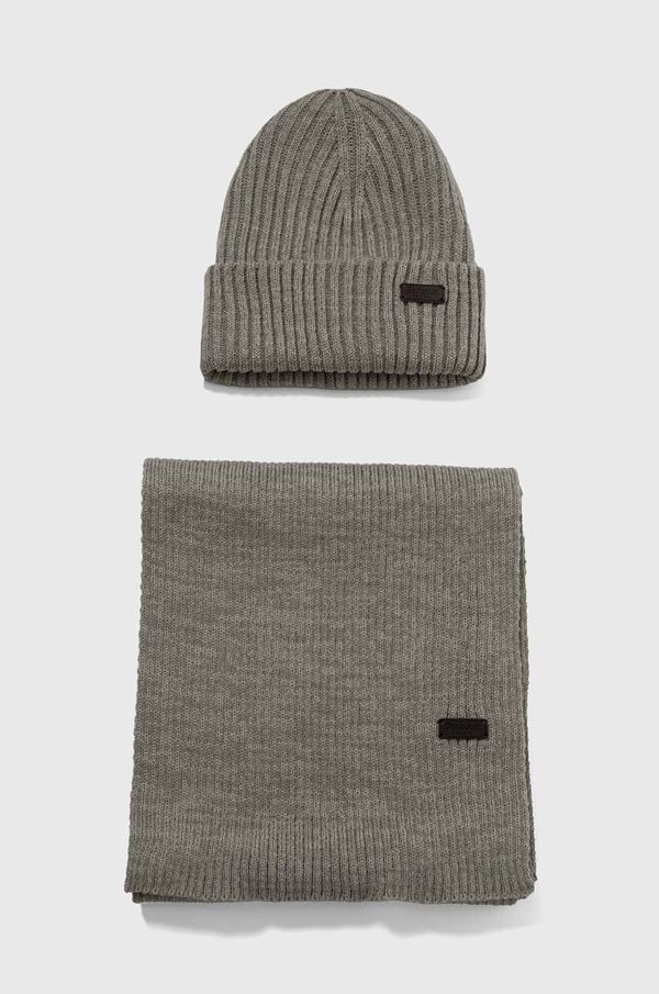 Barbour Komplet Barbour Crimdon Beanie & Scarf Gift Set boja: siva, MGS0019