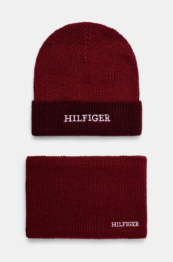 Tommy Hilfiger Komplet dječji šešir i cjevasti šal Tommy Hilfiger boja: crvena, AU0AU01938