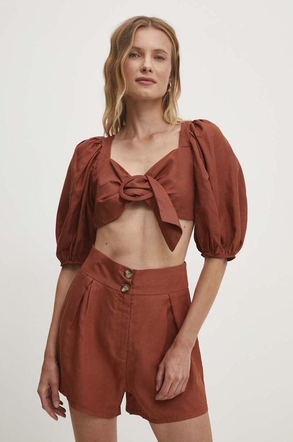 Answear Lab Komplet od lana Answear Lab boja: smeđa