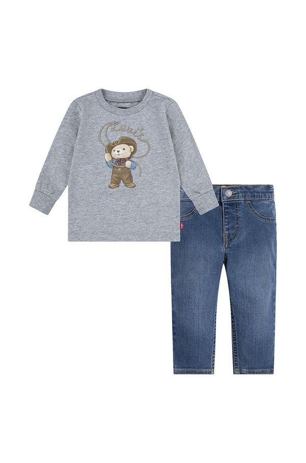 Levi's Komplet za bebe Levi's COWBOY TEE & CARPENTER SET boja: siva, 6EL424