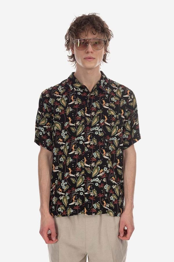 A.P.C. Košulja A.P.C. Chemisette Lloyd za muškarce, boja: crna, relaxed, s klasičnim ovratnikom, VIAJS-H12495 BLACK