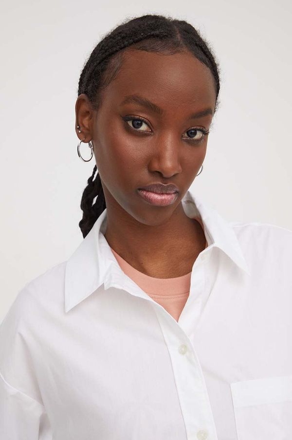 Abercrombie & Fitch Košulja Abercrombie & Fitch za žene, boja: bijela, relaxed, s klasičnim ovratnikom