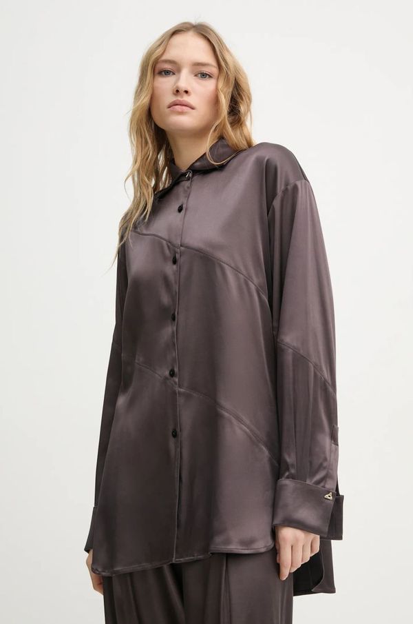 Aeron Košulja AERON ABIGAIL za žene, boja: smeđa, relaxed, s klasičnim ovratnikom, SH187558